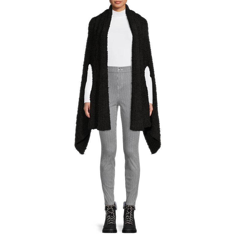 Time and Tru Adult Women's Solid Rib Cozy Wrap | Walmart (US)