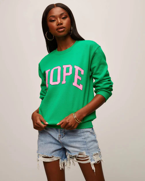 Nope Cotton Blend Sweatshirt - Green/Pink | VICI