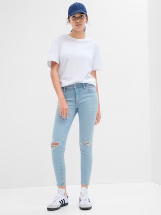 Mid Rise Destructed Universal Legging Jeans with Washwell | Gap Factory