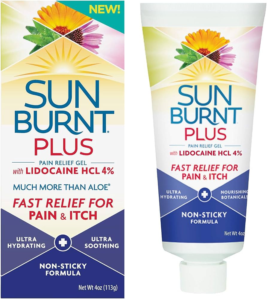Sunburnt Plus After-Sun Gel with Lidocaine, 4 Ounce | Amazon (US)