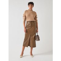 Hardy Brown Polyester Faux Leather Midi Pencil Skirt Chestnut, Chestnut | L.K. Bennett (UK)