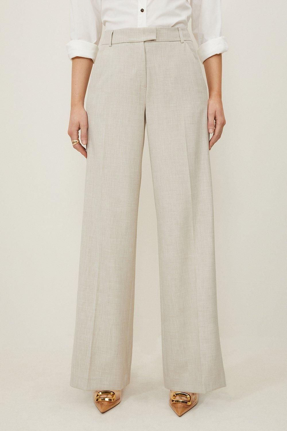 Melange Straight Leg Tipped Tailored Trousers | Karen Millen UK + IE + DE + NL