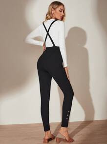 SHEIN Maternity Button Detail Crisscross Back Overall Jumpsuit Without Tee | SHEIN