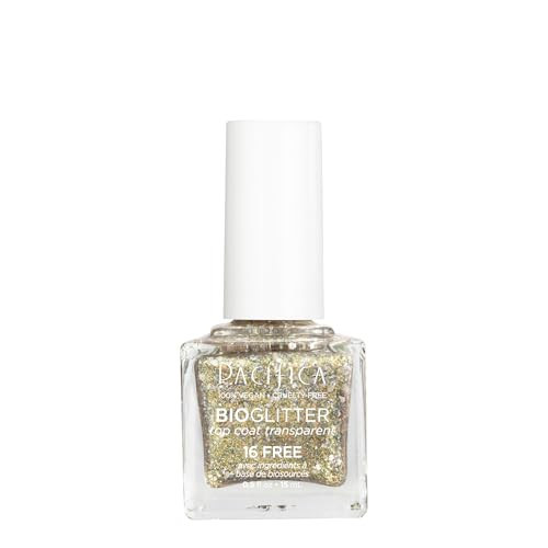 Pacifica Natural Nail Polish Top Coat – Bio Glittering Gold Translucent Topper Polish for Nails, Long-Lasting Nail Polish Top Coat for Glossy, Chip-Resistant Nails, Vegan & Cruelty-Free, Gold Dust | Amazon (US)