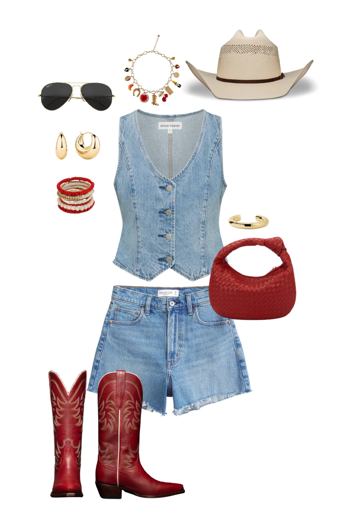 Red Inspired Western Outfit ♥️💋

Necklace is ShopCharmingTea 

tecovas, cowboy boots, cowboy hat, denim vest, denim shorts, outfit inspo, outfit idea

#LTKfindsunder100 #LTKfindsunder50 #LTKstyletip