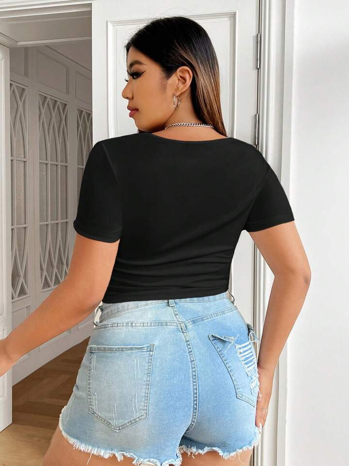 SHEIN EZwear Plus Solid Crop Tee | SHEIN