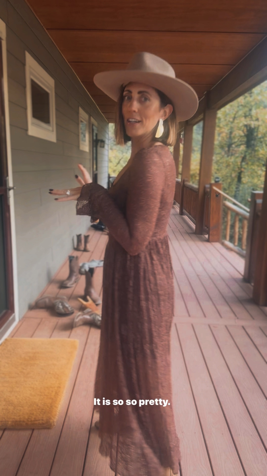 Dinner outfit on the ranch! 🤎🤎🤎Chocolate, brown lace dress — would be so pretty for fall family photos!! 🍂🤎🍁

- Dress - size small 
- denim jacket - size small 
- custom hat
- earrings by Nickel & Suede 

#FallDress #MaxiDress #FamilyPhotoOutfit #FallFamilyPhoto #WesternLook #RanchOutfit #Colorado

#LTKStyleTip #LTKOver40 #LTKFindsUnder100