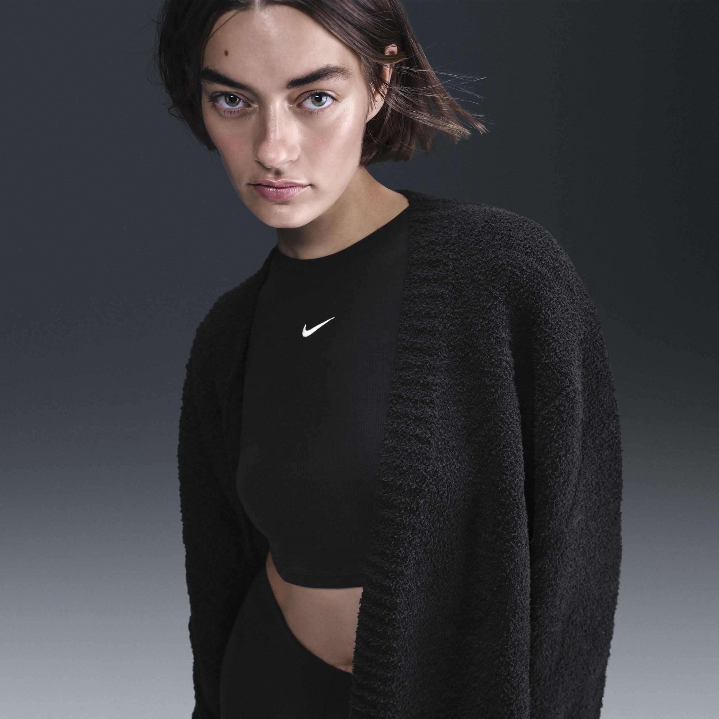 Women's Nike Sportswear Phoenix Cozy BouclÃ© Oversized Knit Cardigan in Black | FZ1711-010 | Nike (US)