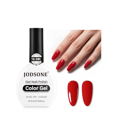 JODSONE 16.5ml Gel Nail Polish Red Gel Polish Manicure LED UV Soak Off Curing for Home Salon Nail Art DIY Lady Red Polish | Amazon (US)