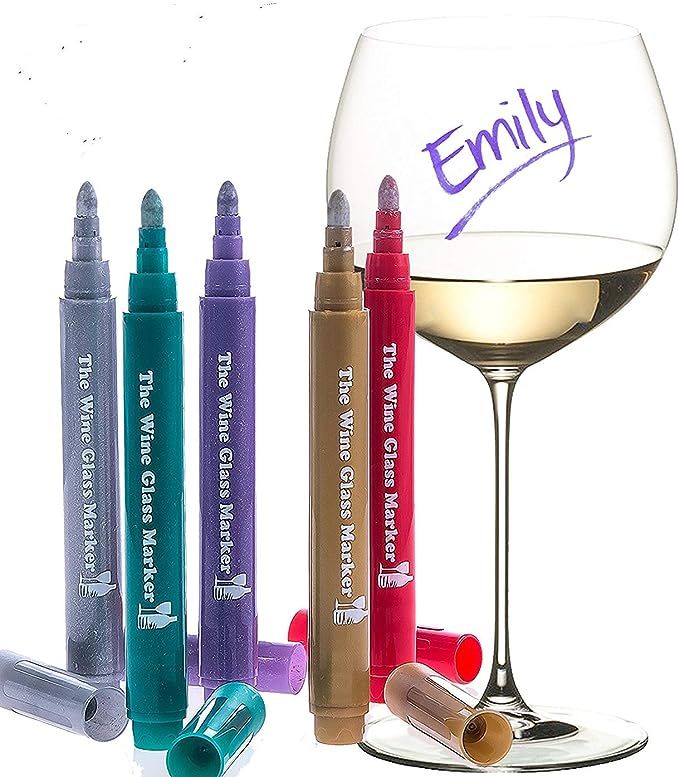 The Original Wine Glass Markers - (Set of 5 Wine Markers) – Vibrant Colors - Wine Glass Charms ... | Amazon (US)