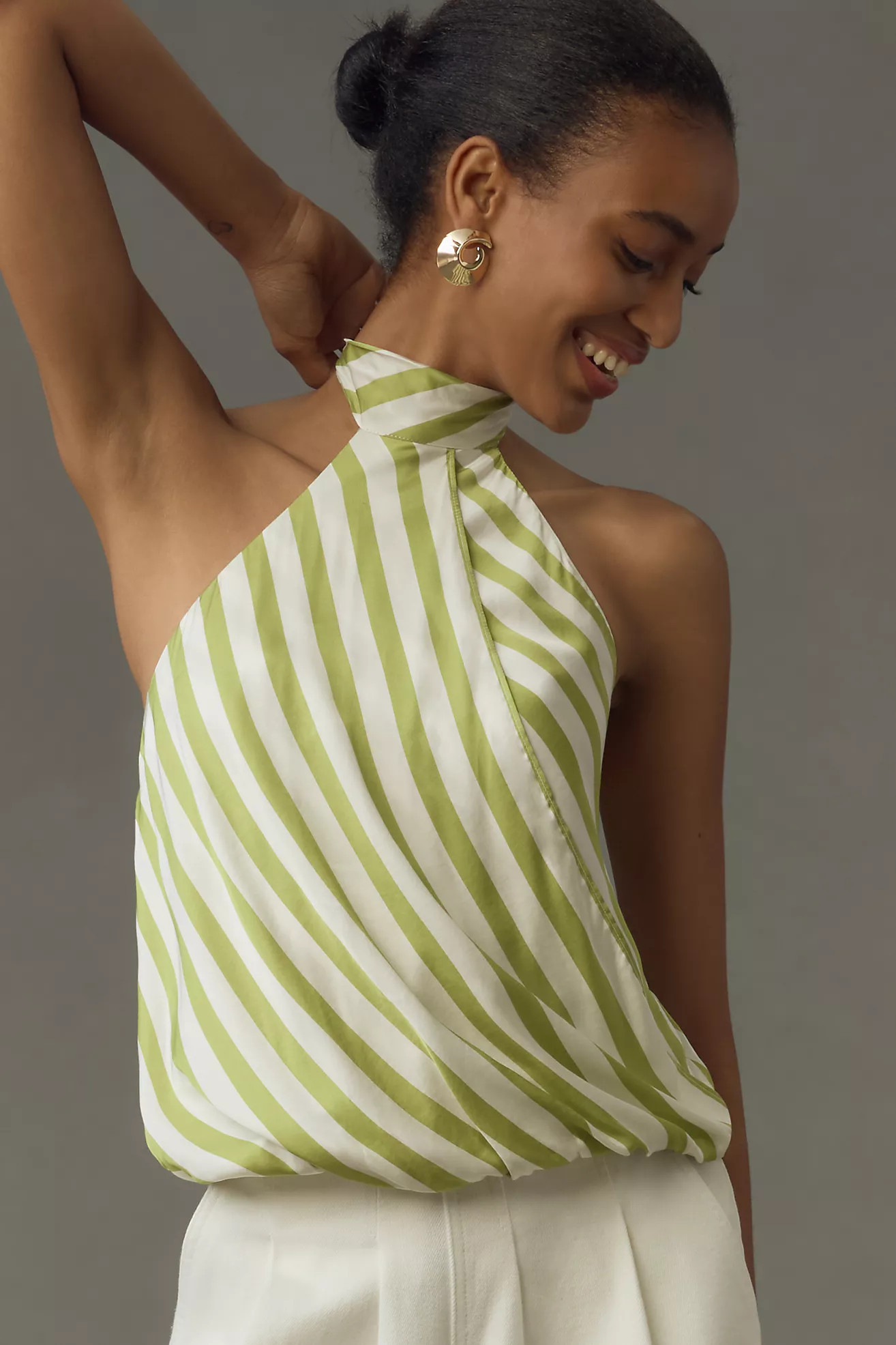 Maeve Halter Scarf Bubble-Hem Tank | Anthropologie (US)