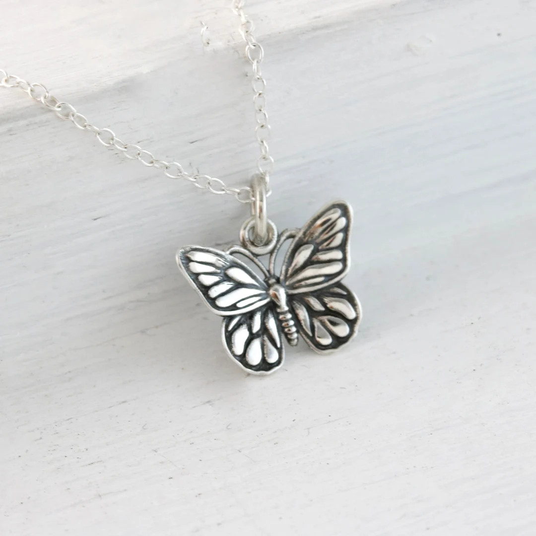 Dainty Butterfly Necklace in Sterling Silver, Butterfly Pendant Gardening Gift for Nature Lover, ... | Etsy (US)