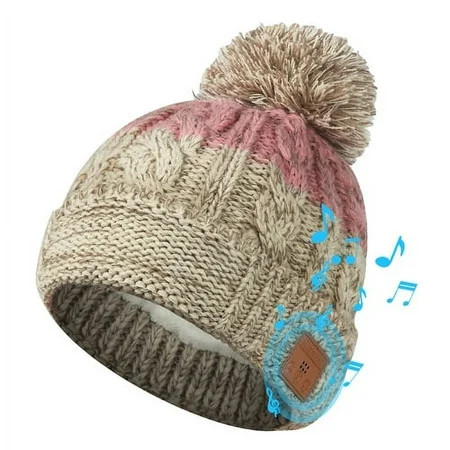 Pink Warm Knit Pom Bluetooth Beanie Peatop Warm Knit Pom Bluetooth Beanie Hat for Women Girls Winter Gift | Walmart (US)