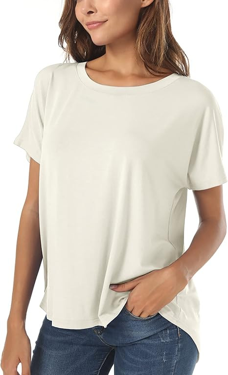 Herou Casual Summer Short Sleeve High Low Loose T Shirt Basic Tees Tops for Women | Amazon (US)