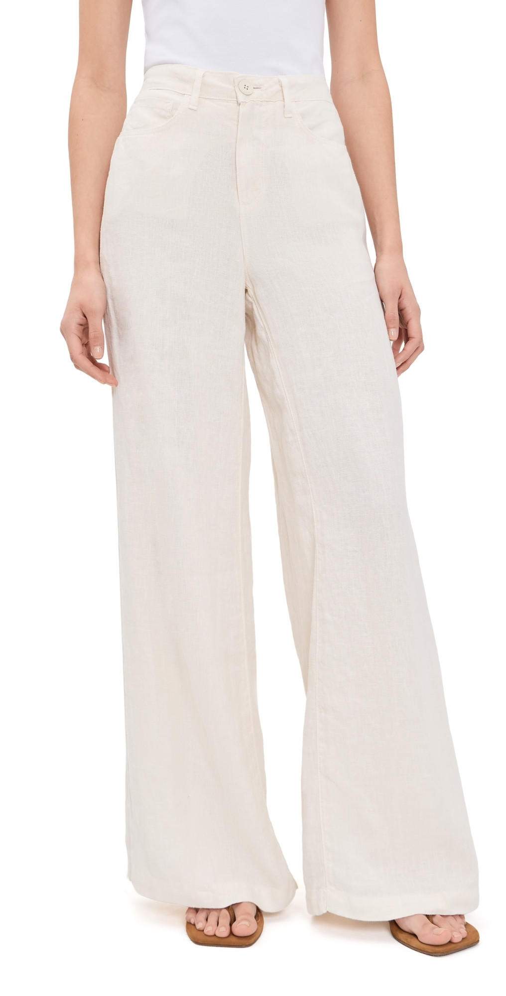 L'AGENCE Amara High Rise Wide Leg Linen Pants Vintage White 27 | Shopbop