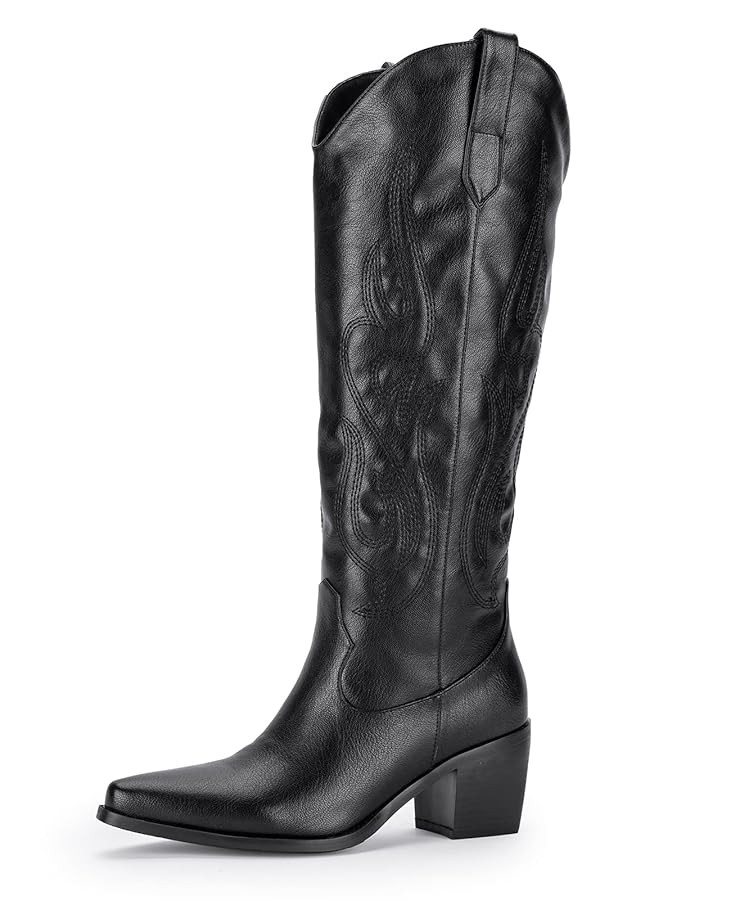 Pasuot Western Cowboy Boots for Women - Knee High Wide Calf Cowgirl Boots with Classic Embroidere... | Amazon (US)