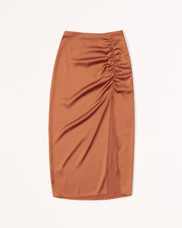 Women's Cinched Satin Maxi Skirt | Women's Matching Sets | Abercrombie.com | Abercrombie & Fitch (US)