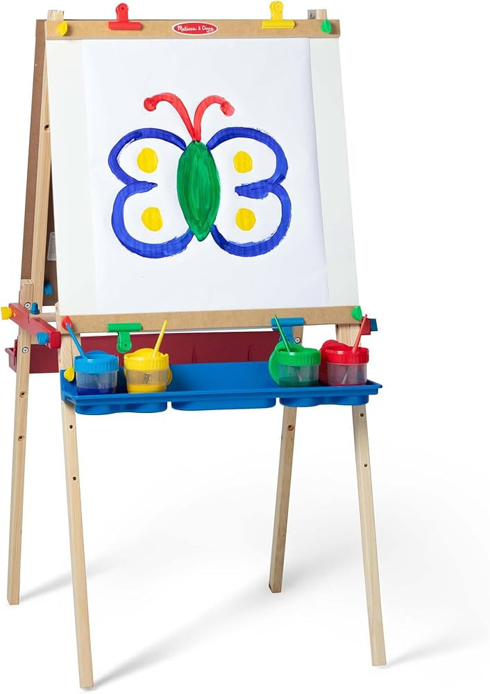 Melissa & Doug Deluxe Wooden Art Easel for Kids with Dry-Erase Board, Chalkboard & Drawing Paper ... | Amazon (US)