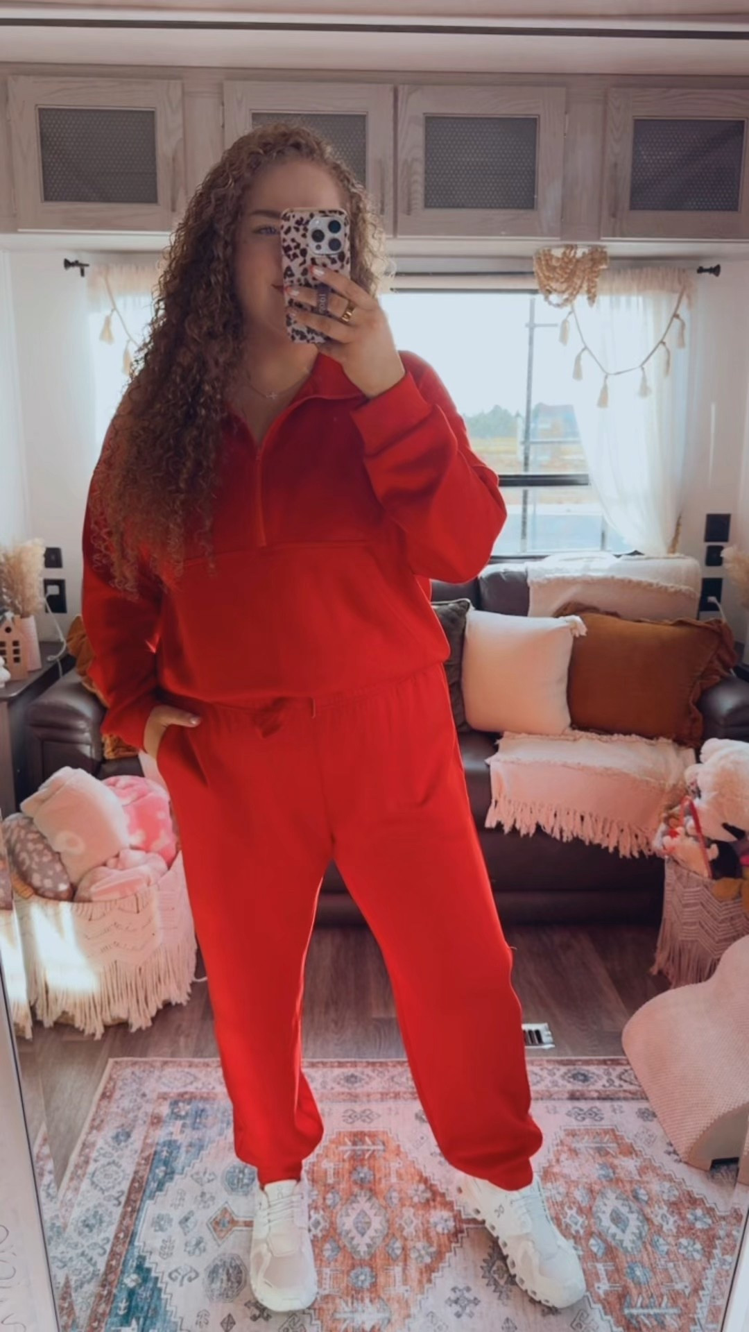 Cozy but still giving all the festive vibes ❤️✨ This red set is one of those easy throw on looks that somehow still feels put together. Perfect for holiday errands, travel days, cozy plans, or anything casual on the calendar.👏 red two piece set | amazon red two piece set | red pullover set | red jogger set | cozy matching set | amazon lounge set | winter lounge set | red joggers | amazon joggers | white on cloud sneakers | on cloud sneakers | comfy holiday outfit | casual holiday outfit | christmas casual outfit | festive red outfit | cozy winter outfit | winter errands outfit | holiday travel outfit | comfy winter style | seasonal outfit inspo | red holiday set | holiday season outfit ideas | easy throw on outfit | casual winter style | amazon outfit ideas | festive but comfy outfit

#LTKdayinmylife #LTKHoliday #LTKootd