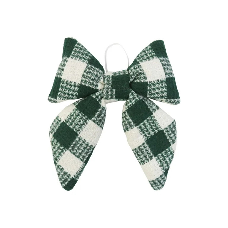 Green and White Plaid Decorative Christmas Bow, 15.5", by Holiday Time | Walmart (US)