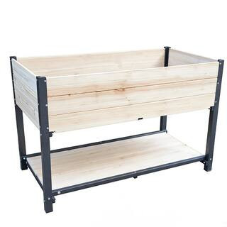 44.8 in Natural Outdoor  Elevated Garden Beds with Drainage Holes for Patio | The Home Depot