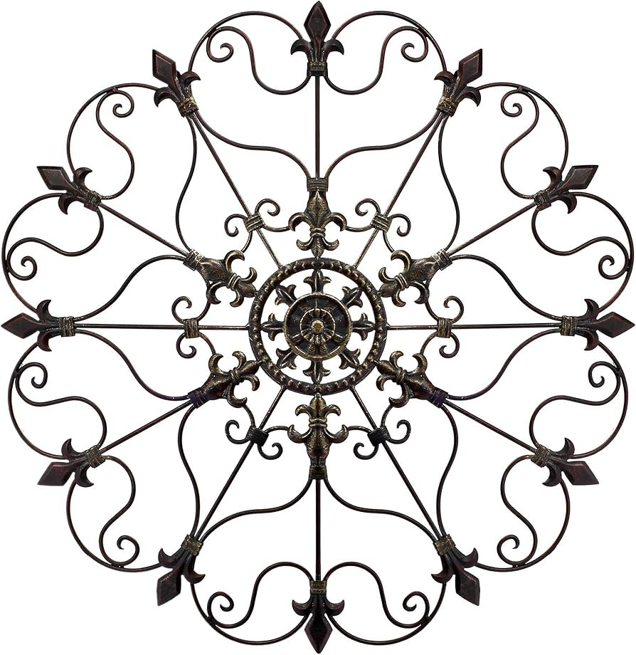 Metal Solid Mounted Medallion Hand-painted Wall Decor 30"x30", Large Metal Home Wall Art for Indo... | Amazon (US)