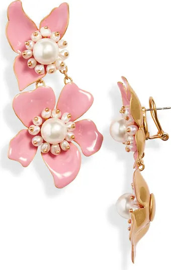 kate spade new york floral imitation pearl statement drop earrings | Nordstrom | Nordstrom