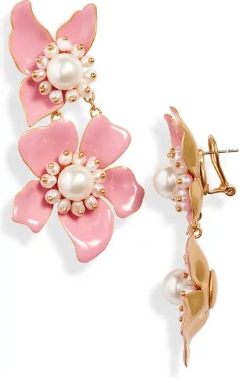 kate spade new york floral imitation pearl statement drop earrings | Nordstrom | Nordstrom