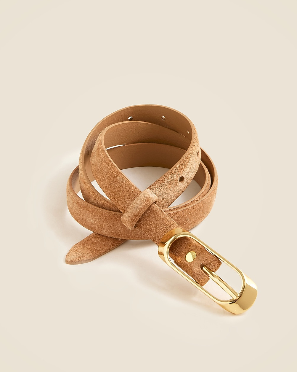 Skinny oval-buckle suede belt | J. Crew US