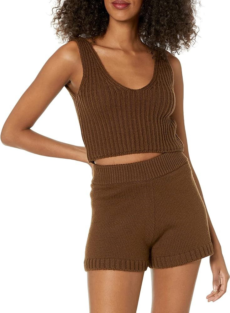 The Drop Women's Sylvie Double V-Neck Textured Rib Cropped Sweater Tank | Amazon (US)