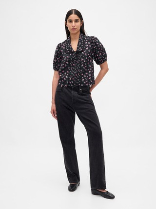 Puff-Sleeve Collared Top | Gap (US)