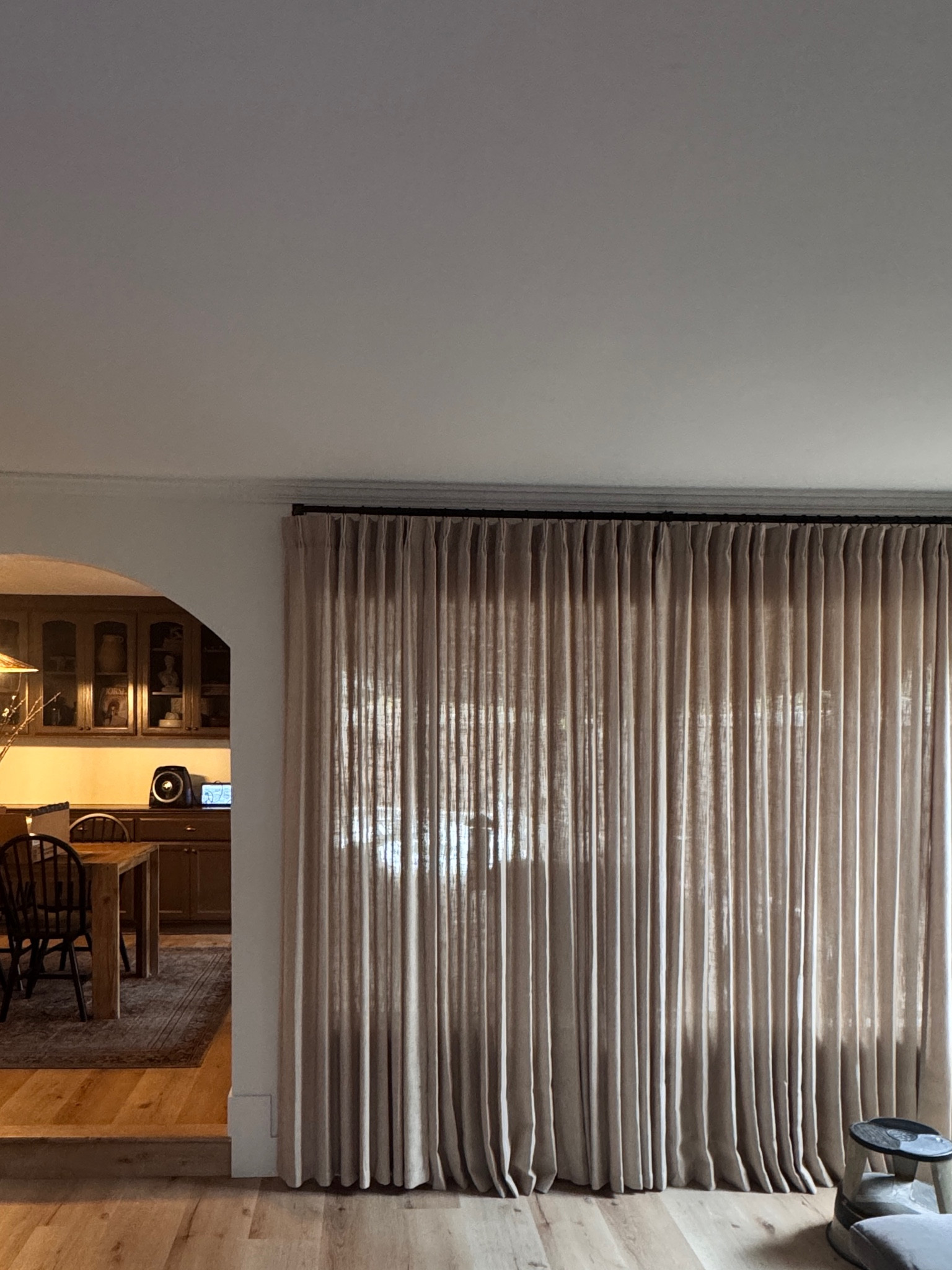 Living room curtains purchased in light khaki