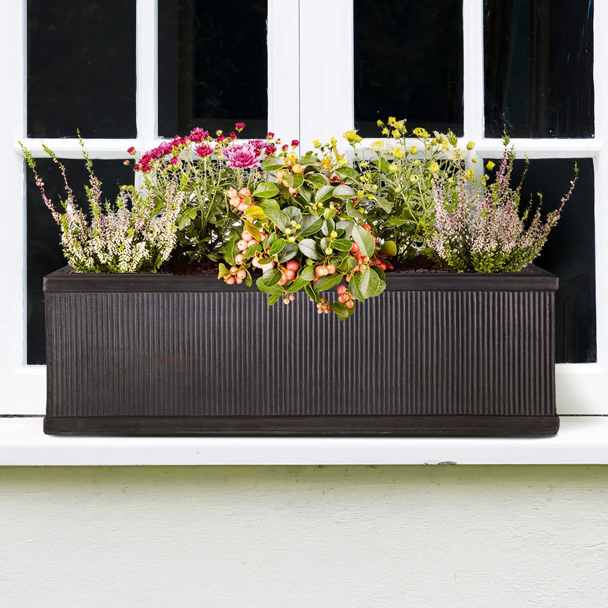 Large Window Box Planter, Frostproof Outdoor Plant Pot, Vintage Style Ribbed Windowsill Planter, ... | Wayfair UK