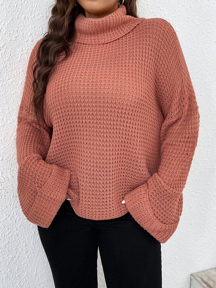 Plus Turtleneck Drop Shoulder Sweater | SHEIN