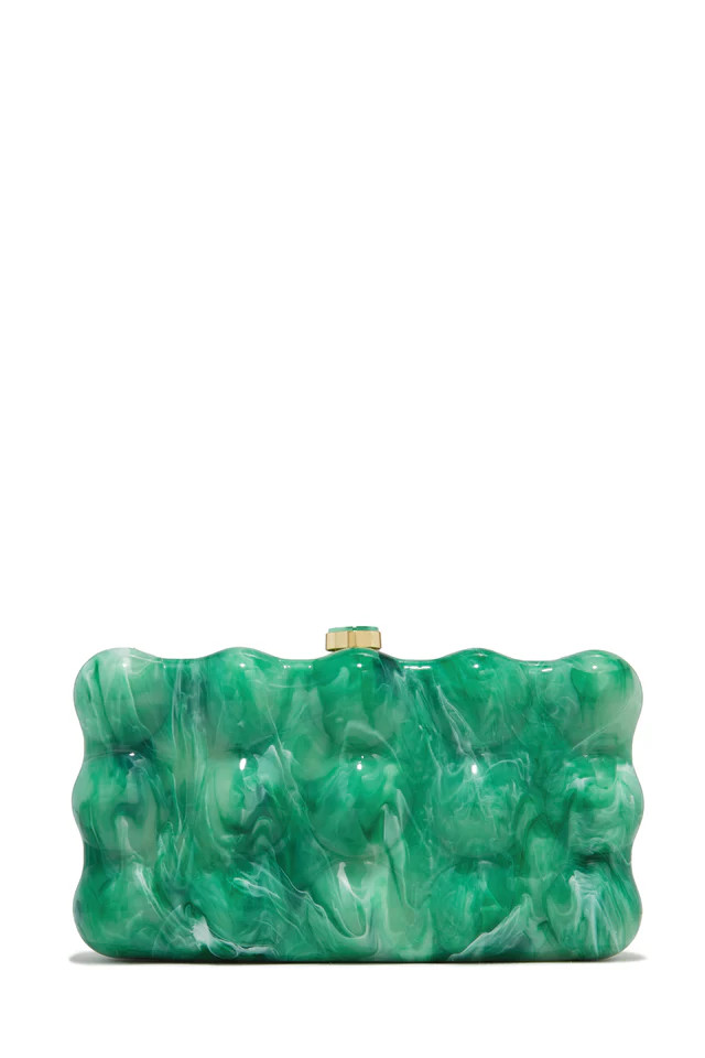 Miss Lola | Island Waves Green Marble Clutch | MISS LOLA