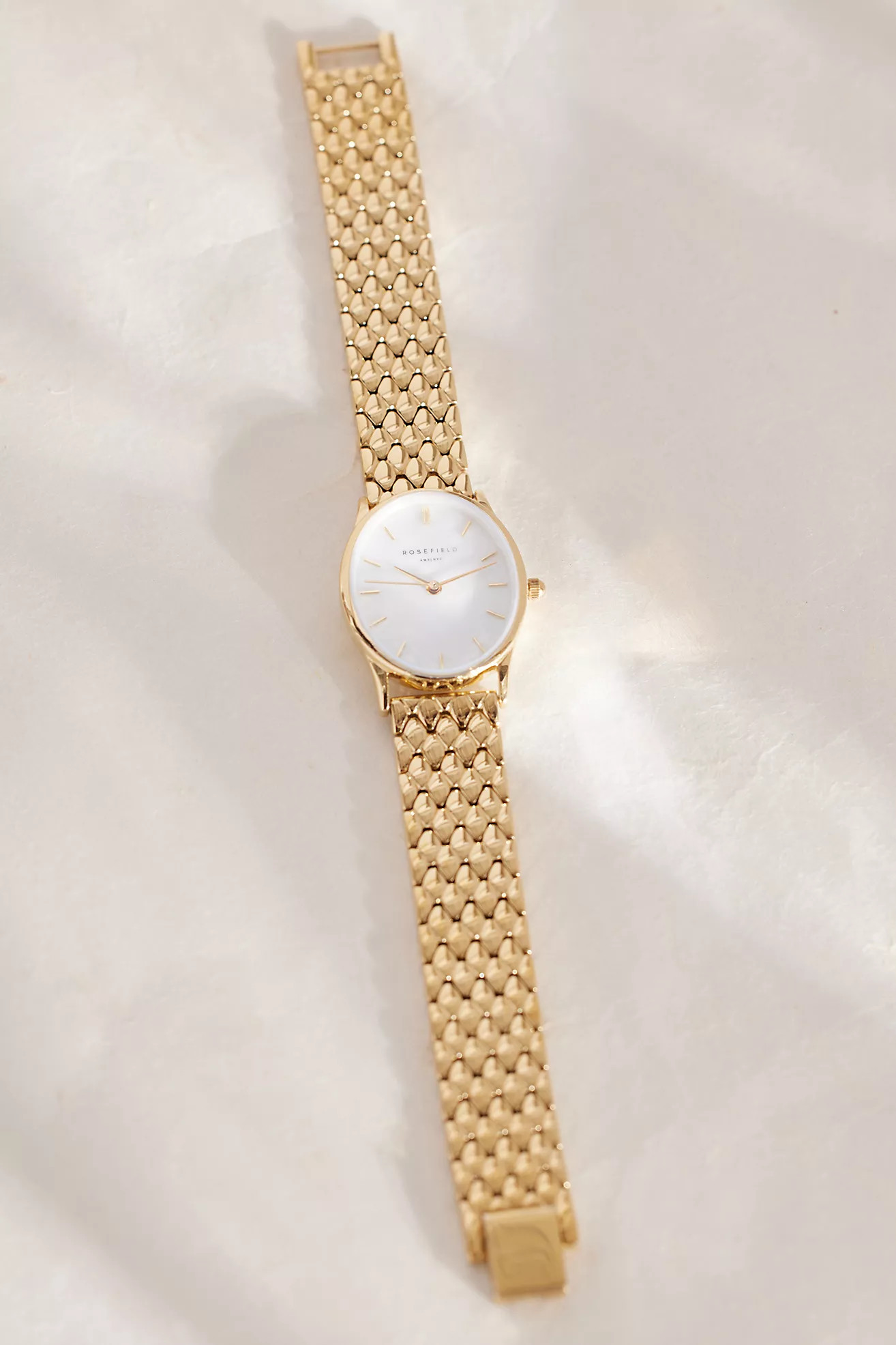 Rosefield Oval Gold-Plated Woven Link Wrist Watch | Anthropologie (UK)