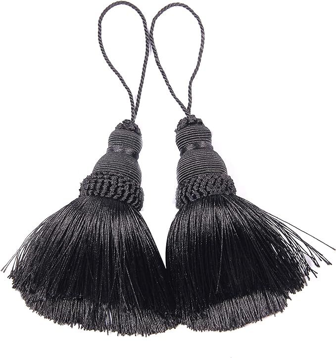 BEL AVENIR Black Tassels Key Tassel with Loops Handmade Craft Charms DIY Accessories Elegant Soft... | Amazon (US)
