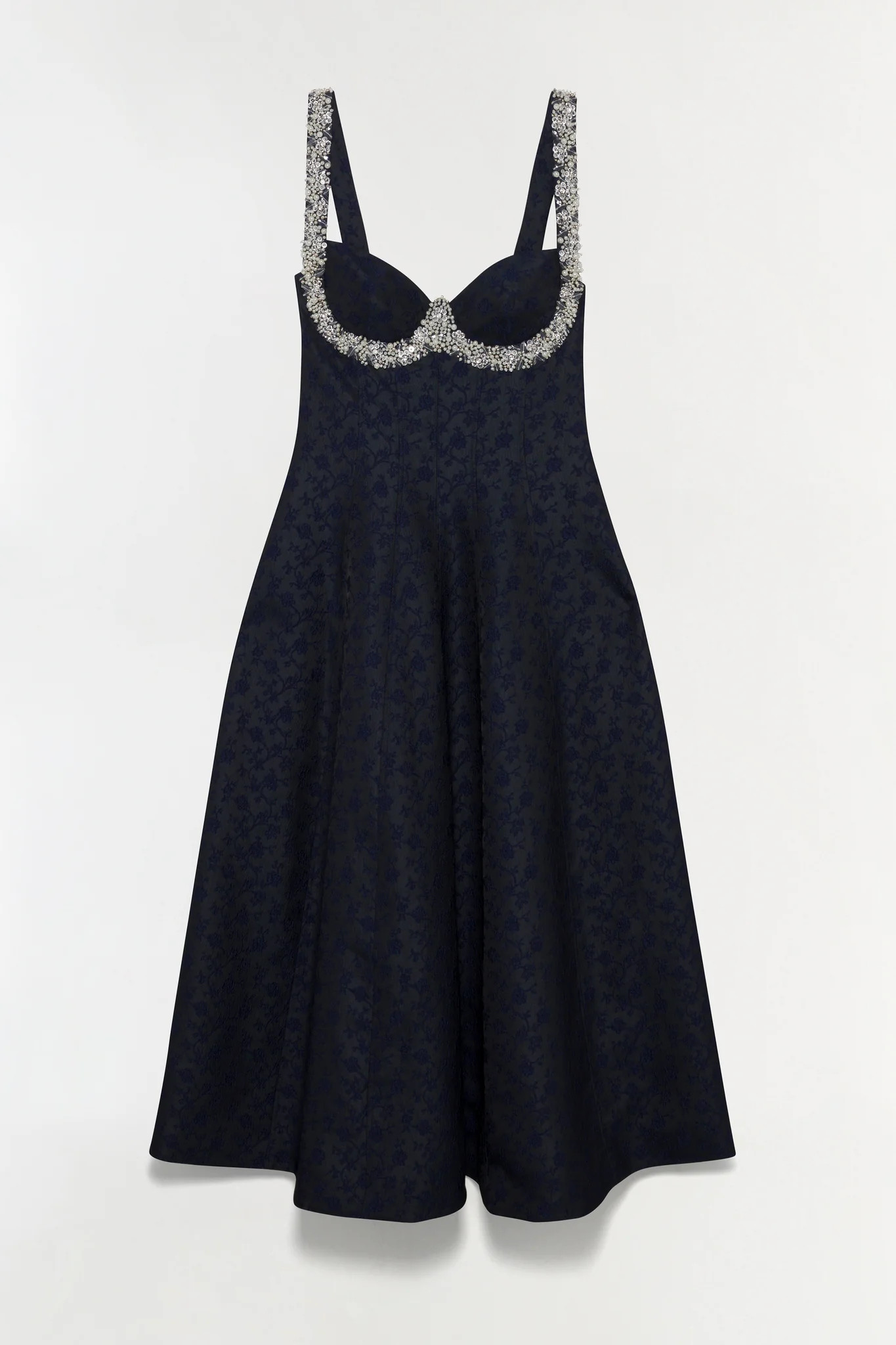 SIMKHAI Women's Charlotte Jacquard Midi Dress in Midnight, Lace, Size 8 | Simkhai