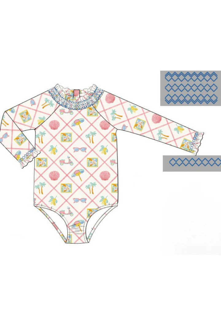 Pre-Order Seaside Charm Smocked Swimsuit | The Smocked Flamingo