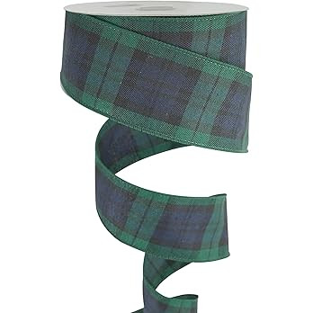MEEDEE Blue and Green Plaid Ribbon 2.5 Inch Buffalo Plaid Wired Ribbon 2.5 Inch Navy and Green Pl... | Amazon (US)