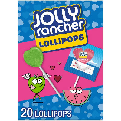 Jolly Rancher Valentine's Day Assorted Fruit Candy Lollipops Classroom Exchange - 9.2oz/20ct | Target