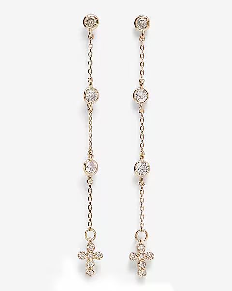 Rhinestone Cross Charm Drop Earrings | Express