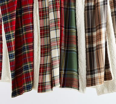 Plaid with Sherpa Back Throws | Pottery Barn (US)