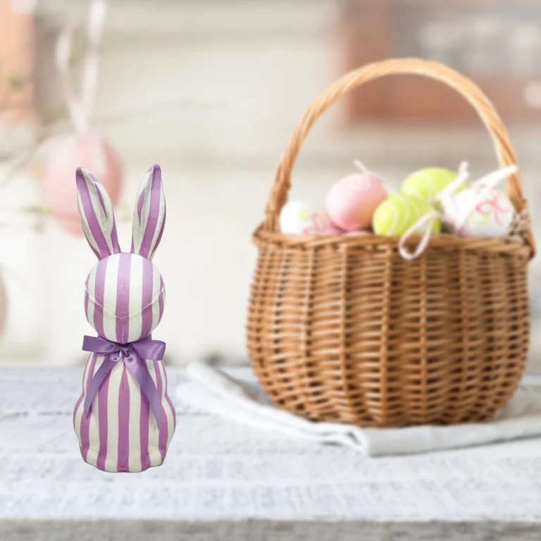 Striped Bunny Tabletop Decoration, Purple and White, 16", Easter by Way To Celebrate | Walmart (US)