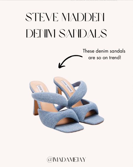 On sale! 30% off! Steve Madden Denim Sandals. 👡

Steve Madden | Sandals | Spring Sandals | Denim Sandals | Spring Outfit 

#LTKstyletip #LTKshoecrush #LTKSeasonal