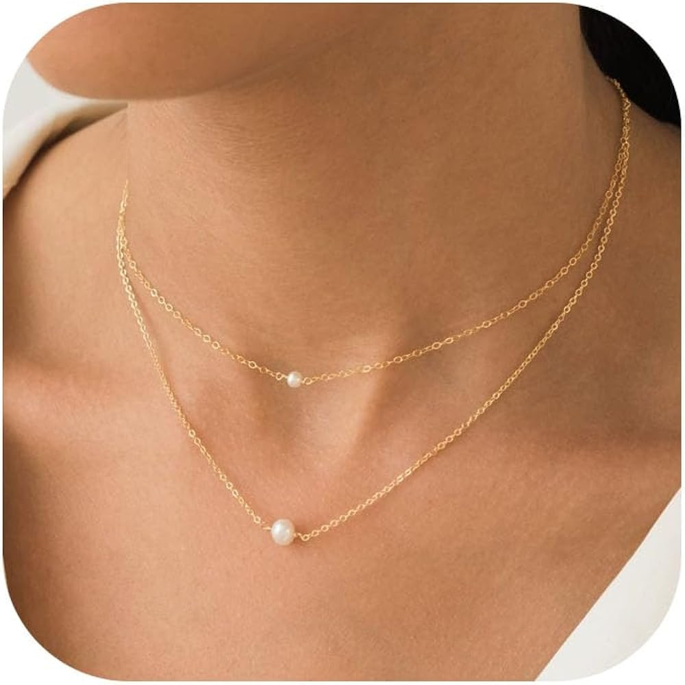 Dainty Gold Pearl Necklace, Pearl Drop Necklace, Pearl Pendant Necklaces for Women, Single Pearl ... | Amazon (US)