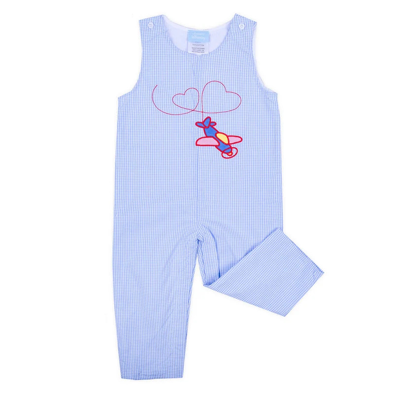 Airplane Heart Blue Gingham Longall | Classic Whimsy