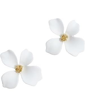 Boho Bridal Stud Earrings - White Flower Wedding Earrings, Bridesmaids' Jewelry, Vacation Style A... | Amazon (US)
