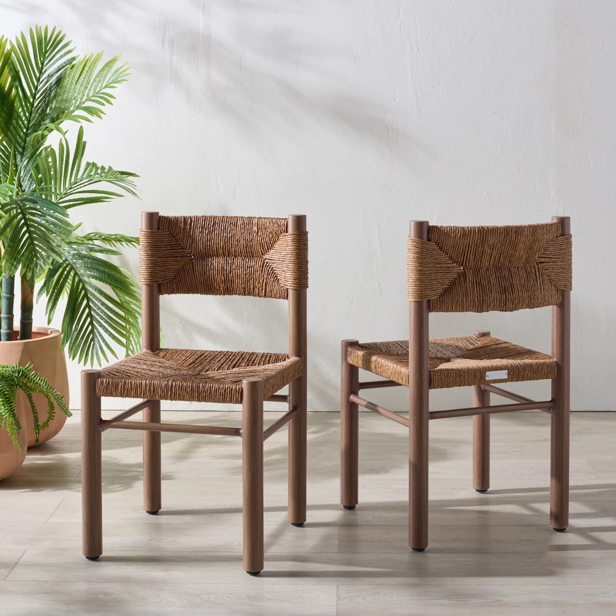 Indie Rattan Weaving Outdoor Dining Chair (Set of 2) | Wayfair North America