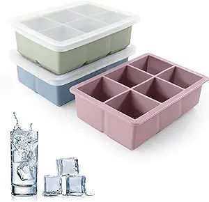 Excnorm Ice Cube Trays 3 Pack - Large Size Silicone Ice Cube Molds with Removable Lids Reusable a... | Amazon (US)